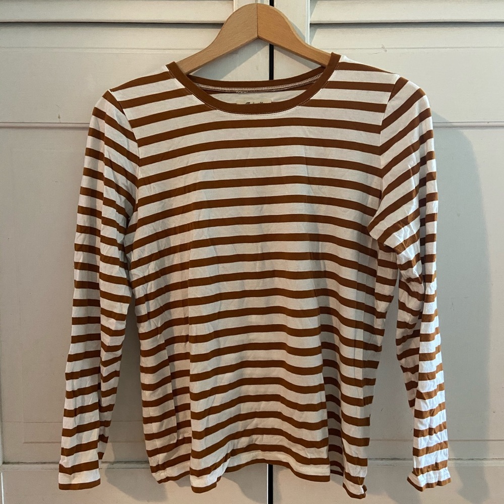 Madewell mustard yellow and white striped tee
